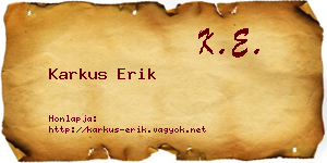 Karkus Erik névjegykártya